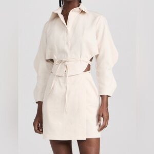 Cream top and wrap skirt set. Purchased from ShopBop, and brand is SELFI.